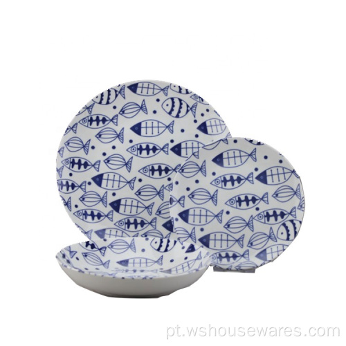 Round Shape European Color Design Fino porcelana Dinnerware